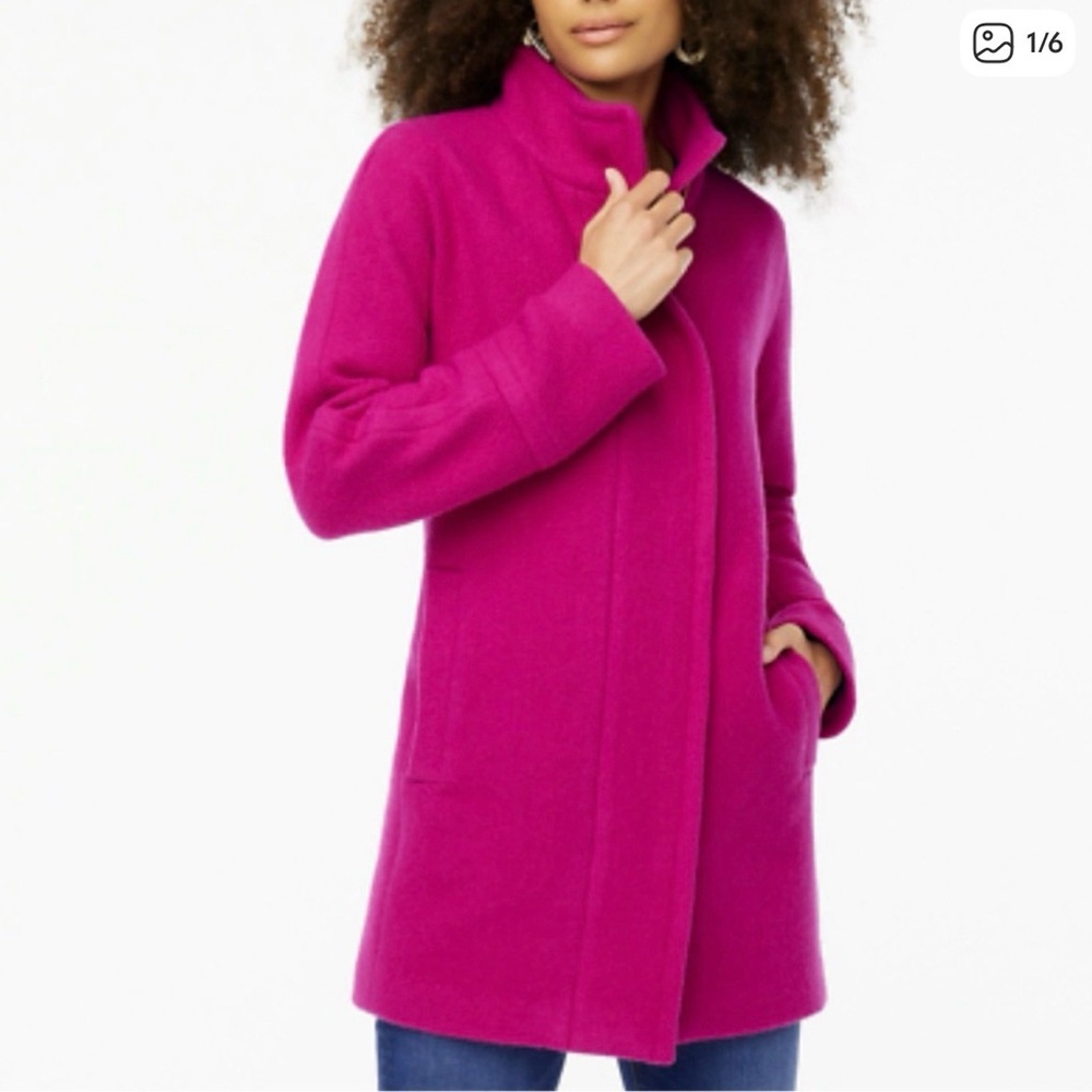 J. Crew Vibrant Fuscia Pea Coat